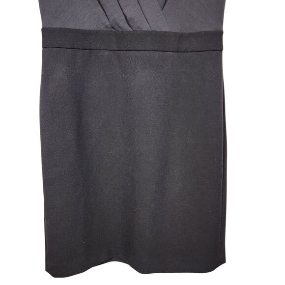 LOFT Black Sleeveless Dress Pencil Sheath Short Wrap Sheer Silk Fitted Classic 8 - Picture 5 of 16